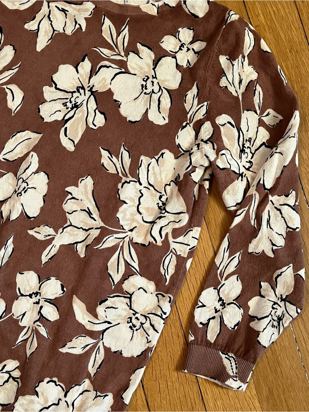Cotton Ann Taylor Sweater Floral Size Small - Picture 2 of 10